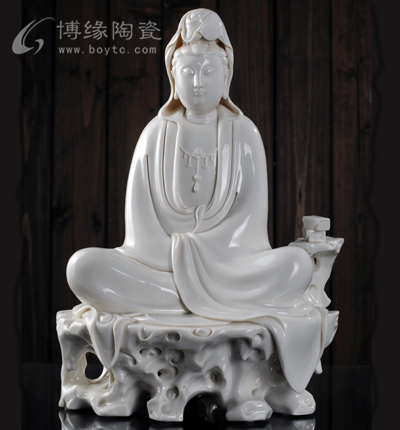 禪心德化白瓷傳統觀世音菩薩人物雕塑家居佛堂供奉擺件