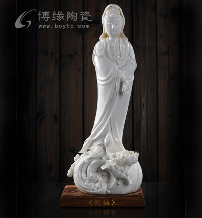 祈福滴水觀音德化白瓷傳統觀世音菩薩人物雕塑家居佛堂供奉擺件