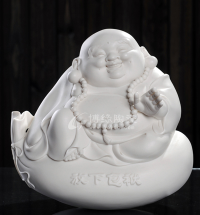 放下包袱陶瓷不倒翁彌勒笑佛擺件德化白瓷客廳裝飾工藝品