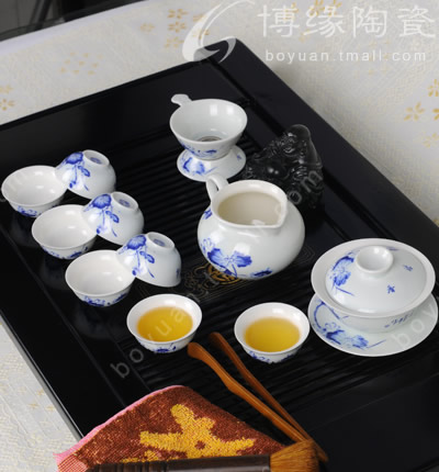 荷塘春色簡約茶盤套組