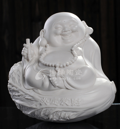 必定發(fā)財(cái)陶瓷不倒翁彌勒笑佛擺件德化白瓷客廳裝飾工藝品