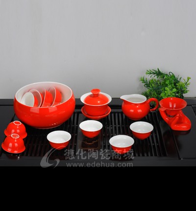 紅釉15頭茶具