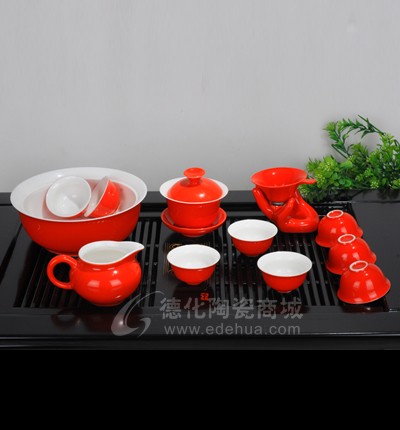 紅釉13頭茶具