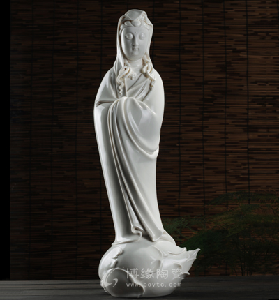 立蓮花心觀音德化白瓷瓷器工藝品供奉擺件