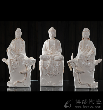 西方三圣德化白瓷如來阿彌陀佛觀音大勢至菩薩佛像家居佛堂用品