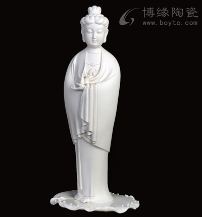 荷瓶觀音德化白瓷站像和平觀世音菩薩雕塑家居風水擺件顏松柳