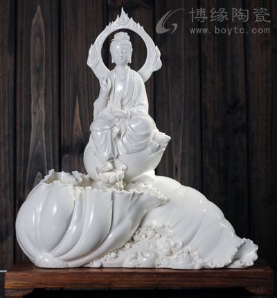 祥瑞蓮蓮家居鎮宅人物擺件手工雕塑陶瓷禮品佛教用品福建省工藝美術大師—鄭志德