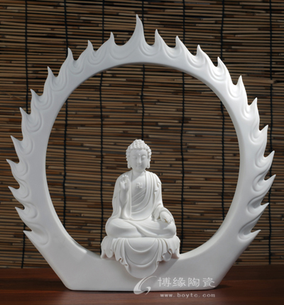 佛光普照家居鎮宅人物擺件手工雕塑陶瓷禮品佛教用品福建省工藝美術師—林彬彬