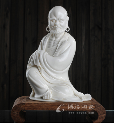 披坐達摩家居鎮宅人物擺件手工雕塑陶瓷禮品佛教用品福建省工藝美術大師—陳明良