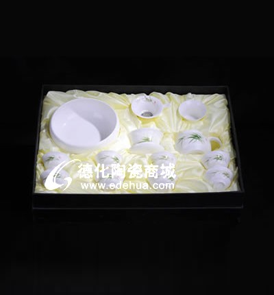 15頭手繪綠竹工夫茶具