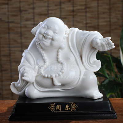 同樂陶瓷彌勒佛家居裝飾工藝禮品過節(jié)喜慶禮品客廳電視柜辦公室裝飾擺件拍胸舞