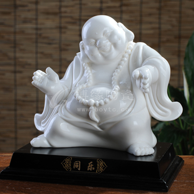同樂陶瓷彌勒佛家居裝飾工藝禮品過節(jié)喜慶禮品客廳電視柜辦公室裝飾擺件拍胸舞