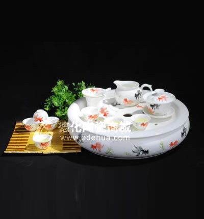 手繪金魚13寸大茶盤工夫茶具