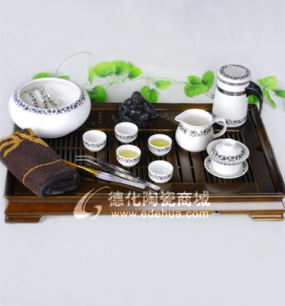 黑藤花小茶王杯12入富貴有余木制茶盤組