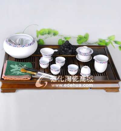 蘭藤花小茶洗13入富貴有余木制茶盤組