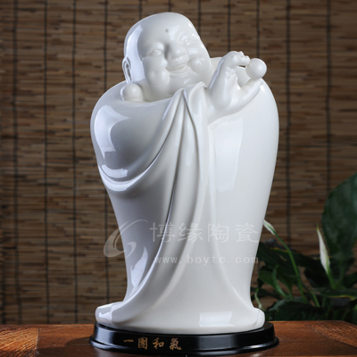 一團和氣陶瓷彌勒佛家居裝飾工藝禮品過節(jié)喜慶禮品客廳電視柜辦公室裝飾擺件商務開業(yè)禮品