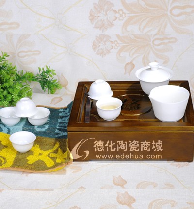 方形薄胎玉瓷旅行茶具/德化陶瓷/陶瓷茶具