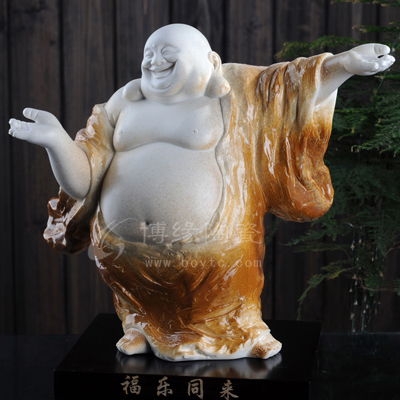 福樂同來德化白瓷大號站立彌勒佛雕塑人物佛像家居辦公招財擺件