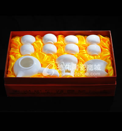12頭象牙白富貴茶具/德化陶瓷/普洱花茶茶具/商務(wù)禮品