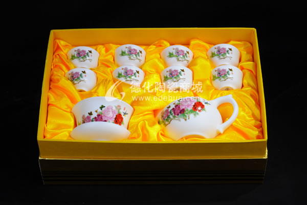 金牡丹茶具/德化陶瓷/功夫茶具/商務(wù)禮品