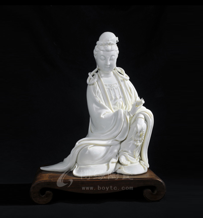 持經觀音(手簽)德化白瓷半身持經觀世音菩薩家居供奉擺件許瑞卿
