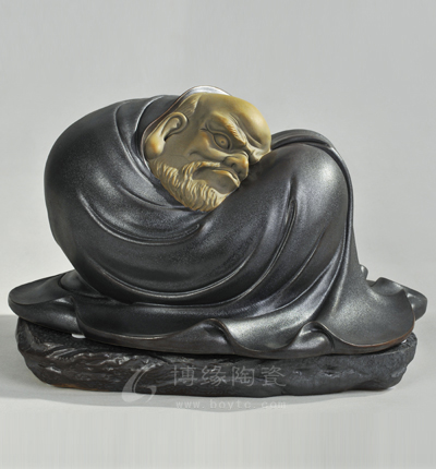 深思苦索德化陶瓷小號達摩人物雕塑家居辦公商務(wù)禮品工藝品擺