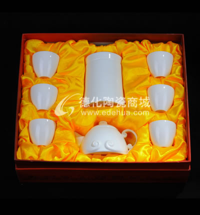 8頭象牙白如意天茶具/德化陶瓷/普洱花茶茶具/商務(wù)禮品