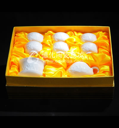 8頭浮雕壺茶具/德化陶瓷/普洱花茶茶具/商務(wù)禮品