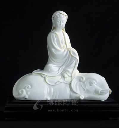 華嚴(yán)三圣德化白瓷普賢菩薩家居佛堂供奉工藝品擺件