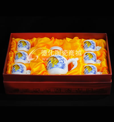 7頭氣吞山河吉祥茶具/德化陶瓷/普洱花茶茶具/商務禮品