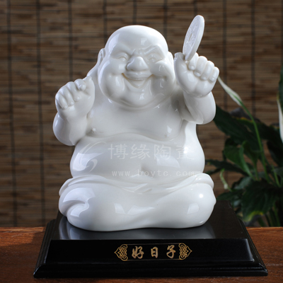 好日子03德化白瓷人物雕塑家居辦公店鋪商務禮品招財工藝擺件