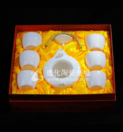 7頭象牙白平安壺茶具/德化陶瓷/普洱花茶茶具/商務禮品