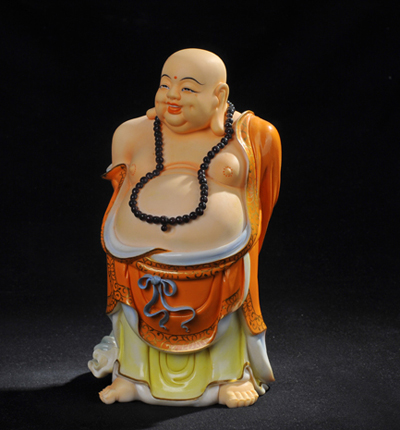 10寸寸寬容佛德化瓷站立彌勒佛家居佛堂供奉擺件