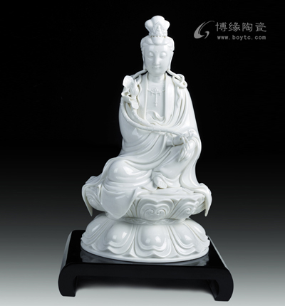 德化白瓷坐蓮觀音德化白瓷坐像觀世音菩薩人物雕塑工藝擺件