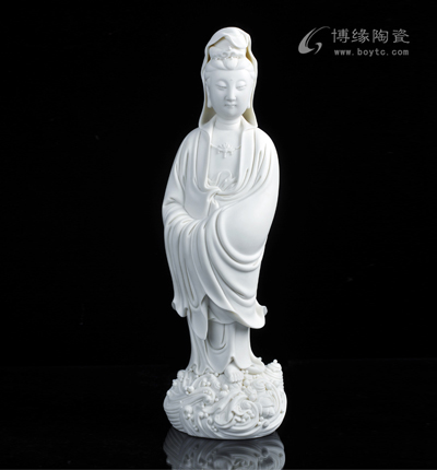 14寸渡海觀音36cm德化白瓷大號觀音菩薩佛像擺件家居供奉工藝品擺設