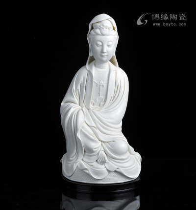 坐草墊觀音德化白瓷觀音菩薩供奉坐姿佛像擺件