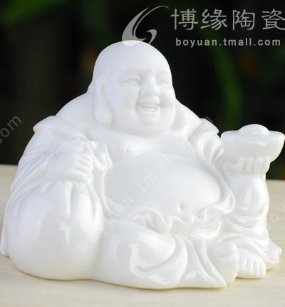 車飾擺件布袋彌勒笑佛德化白瓷小號彌勒佛家居辦公送禮風水保平安工藝擺件