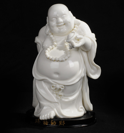 賜福納財笑佛德化白瓷彌勒佛家居辦公工藝擺件商務禮品