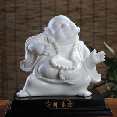 同樂拍胸德化白瓷瓷雕泉州特色拍胸舞大肚彌勒佛家居辦公飾品擺設