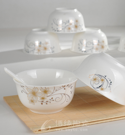 優雅生活富貴碗家庭實用型德化白瓷禮盒裝陶瓷餐具