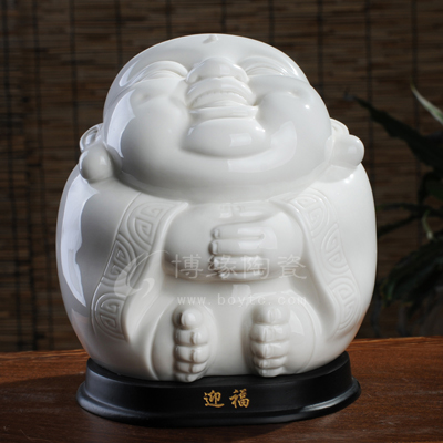 迎福陶瓷彌勒笑佛客廳工藝品擺件