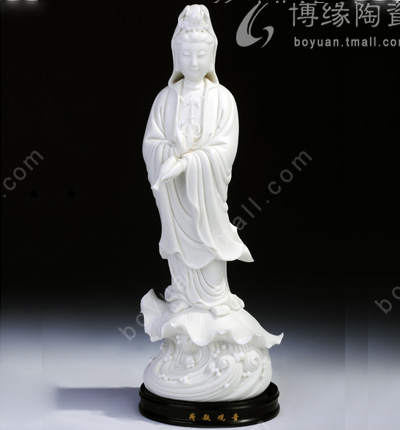荷瓶觀音德化陶瓷觀世音菩薩人物雕塑家居佛堂供奉工藝擺件