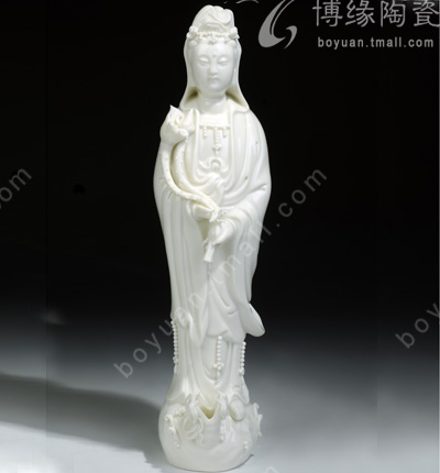 12寸滴水觀音德化陶瓷觀世音菩薩人物雕塑家居佛堂供奉工藝擺件
