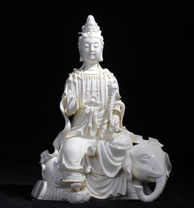 13寸文殊觀音德化陶瓷傳統(tǒng)人物雕塑西方三圣家居佛堂供奉工藝擺件