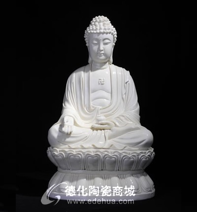 21寸如來德化陶瓷傳統人物雕塑西方三圣家居佛堂供奉工藝擺件