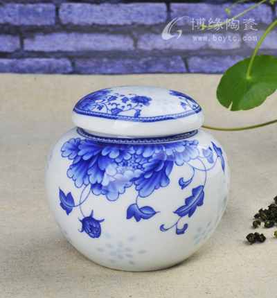 國色天香茶葉罐青花茶葉罐典雅茶葉罐玲瓏茶葉罐象牙白瓷茶葉罐