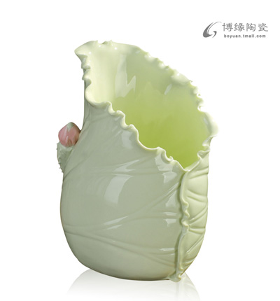 荷葉筆筒二號(hào)德化陶瓷荷葉花瓶時(shí)尚家居擺件辦公室書房高檔工藝品