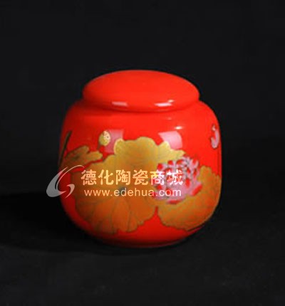 紅金蓮茶葉罐