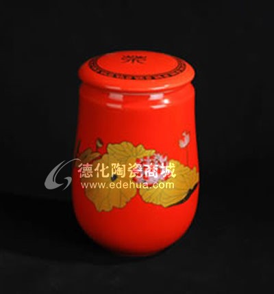 紅金蓮茶葉罐