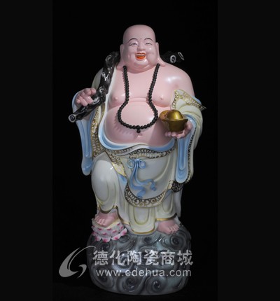 20寸立云送寶彌勒佛/德化陶瓷/宗教禮品/工藝陶瓷